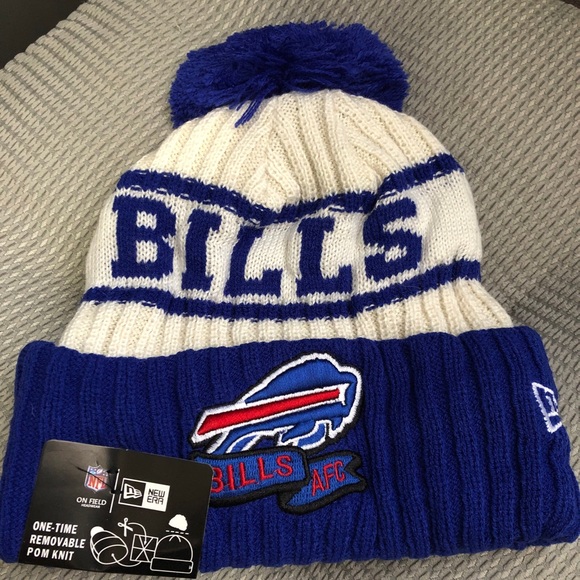 NWT Buffalo Bills NFL Fleece Lined Beanie Pom Adult Size New Era Embroidered - Picture 2 of 3